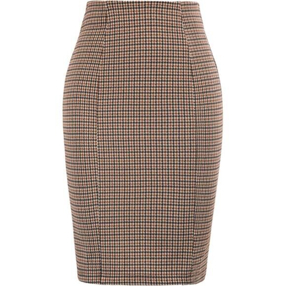 Womens Knee Length Elastic Waist Stretchy Skirt Brown - Picture 1 of 5